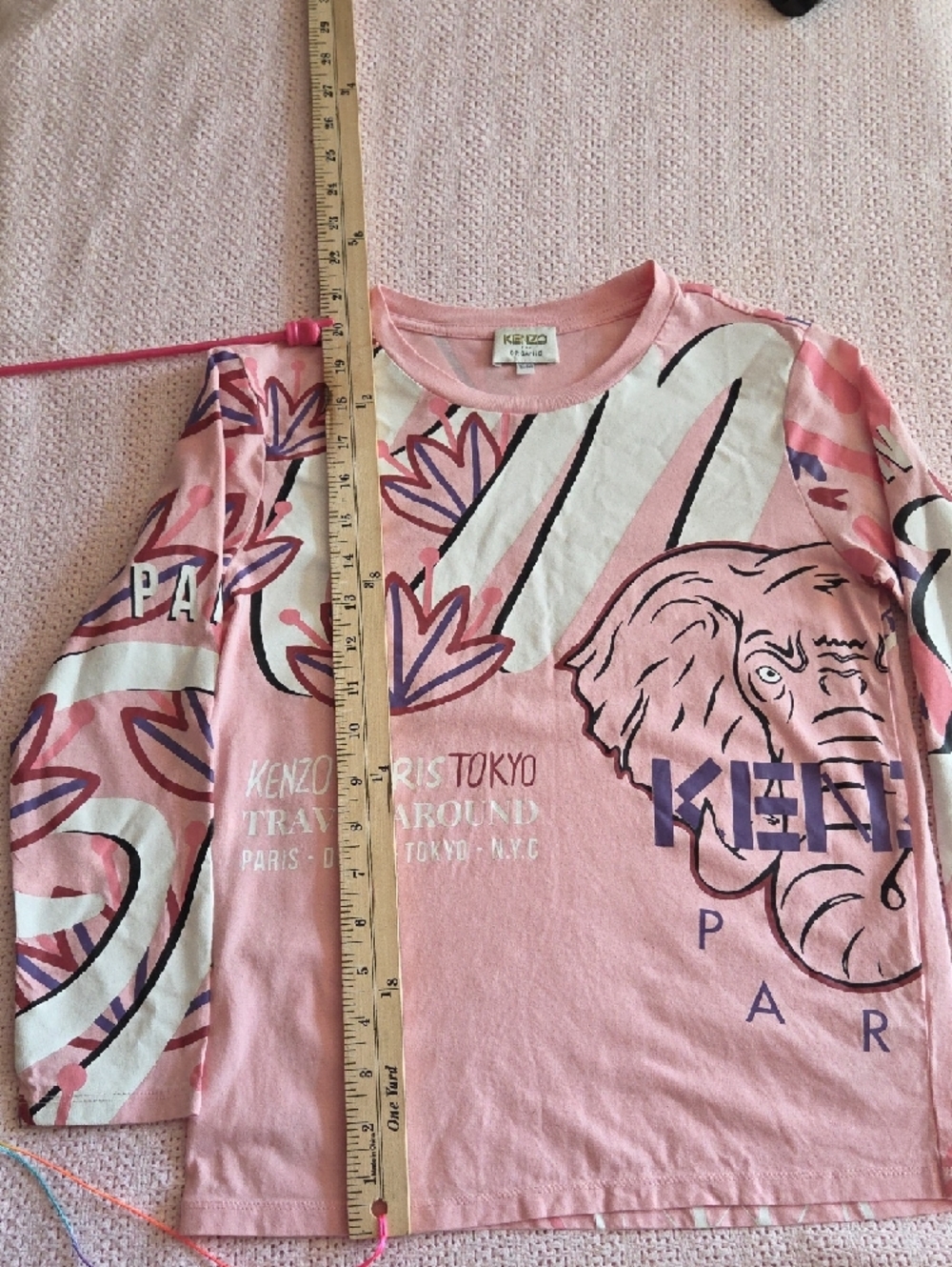 KENZO Kids Light Pink Graphic Short Sleeve Tee Girls Size 10 - Picture 8 of 12